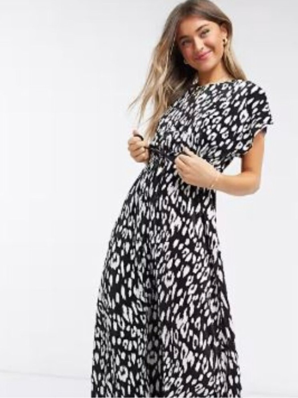 Black and White Leopard Print Maxi Dress